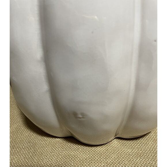 Halloween White Ceramic Lighted 11” Tall Sugar Skull Pumpkin Decoration - Picture 7 of 8
